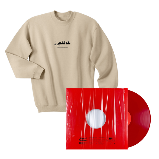 PRE-ORDER: Blood Cultures Urdu Crewneck [Cream] + Skate Story Red Vinyl [Bundle]